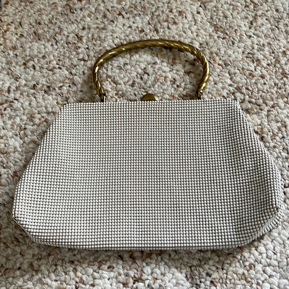 Vintage Whiting & Davis Evening Bag With Gold Metal Handle
